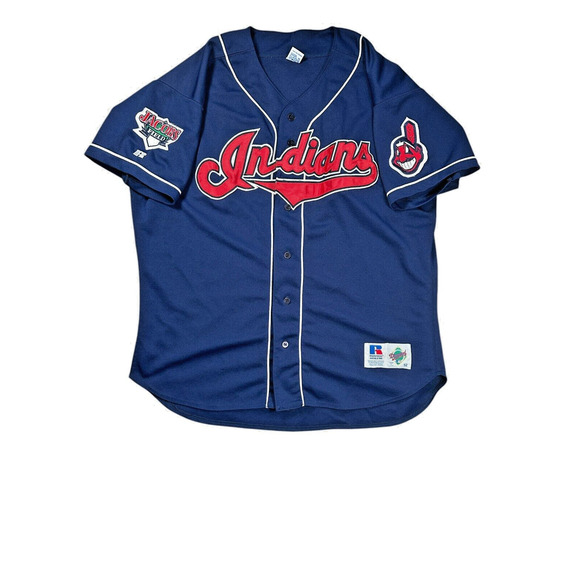 Vintage MLB Cleveland Indians Chief Jersey Sz 52 Jacobs Field Russell Athletic - Picture 1 of 10